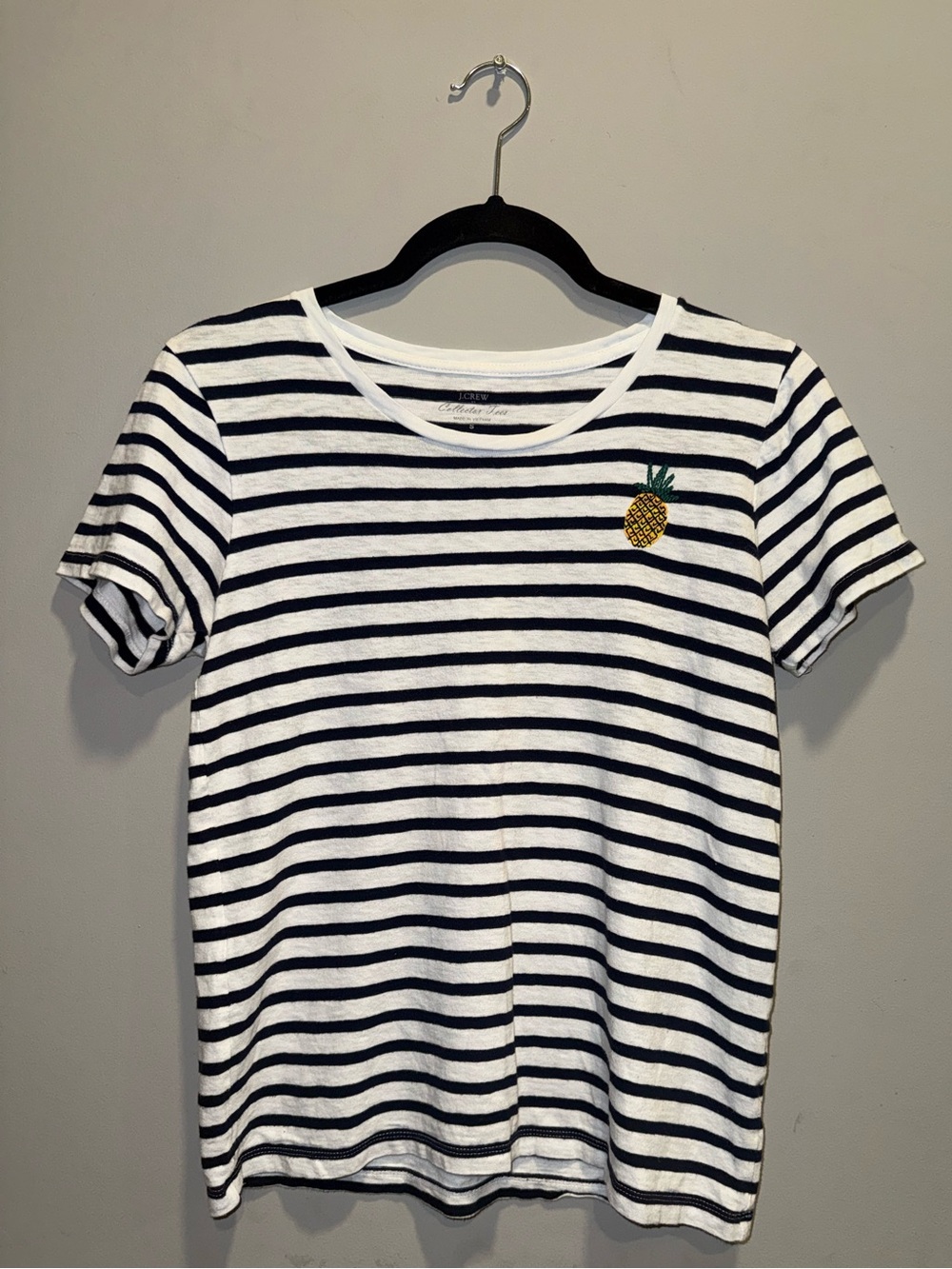 Striped Pineapple Patch Tee - White & Black -